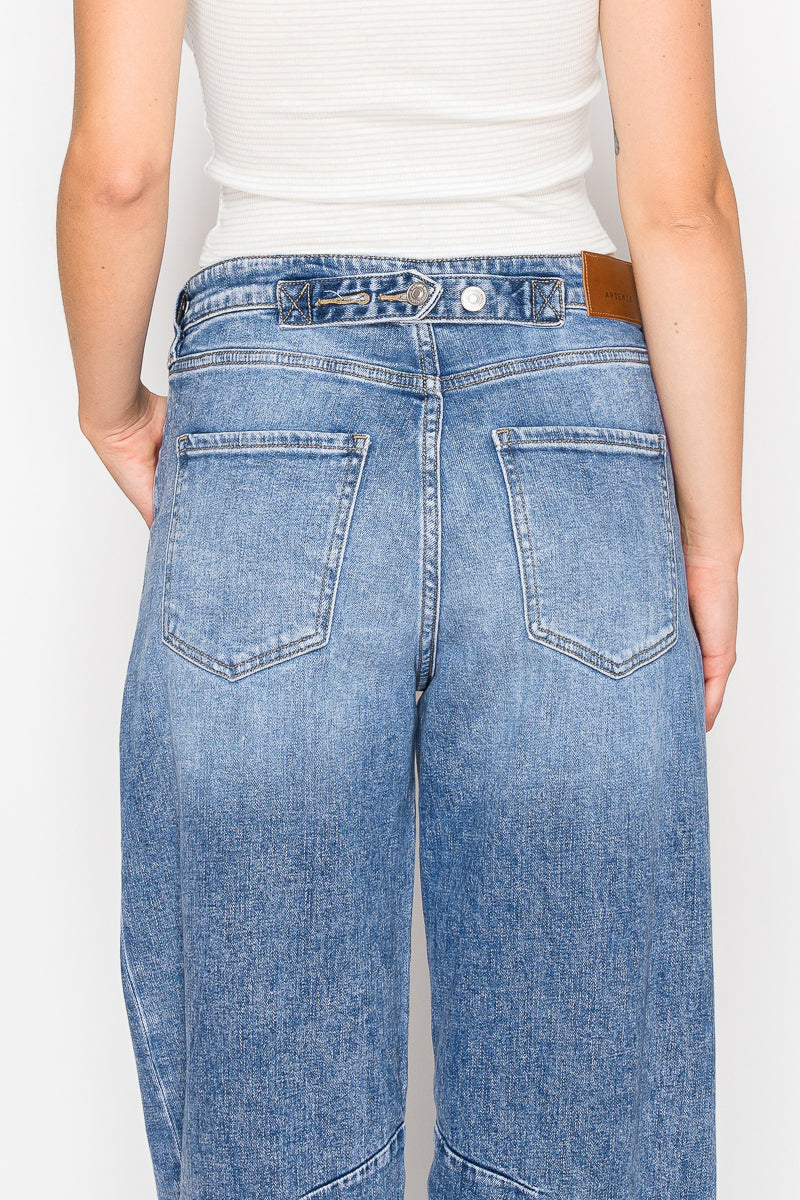 Sloane Adjustable Strap Waistband Barrel Jeans view 8 (bottom)