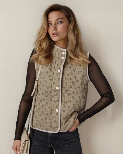 sloane floral print Sloane Floral Print Quilted Concealed Button Vest view 3 (piece) - shop at us.meeeshop