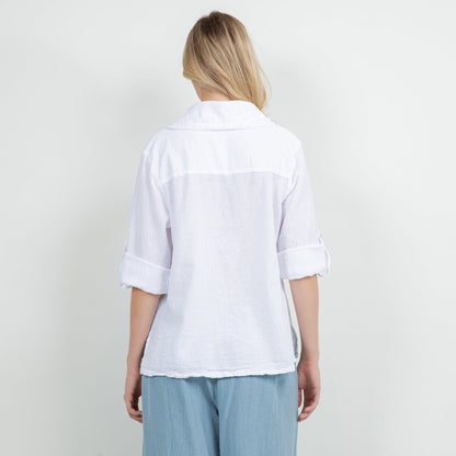 Sloanne Button-up 100% Cotton Gauze in Iron view 7 (top)