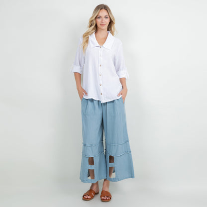 Sloanne Button-up 100% Cotton Gauze in Lilac Frost view 10 (top)