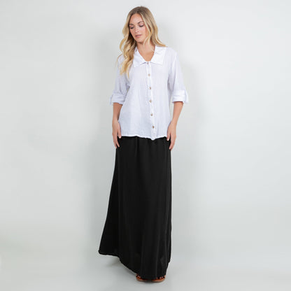 Sloanne Button-up 100% Cotton Gauze in Lime Frost view 11 (top)