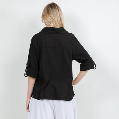 Sloanne Button-up 100% Cotton Gauze in Sage view 16 (top)