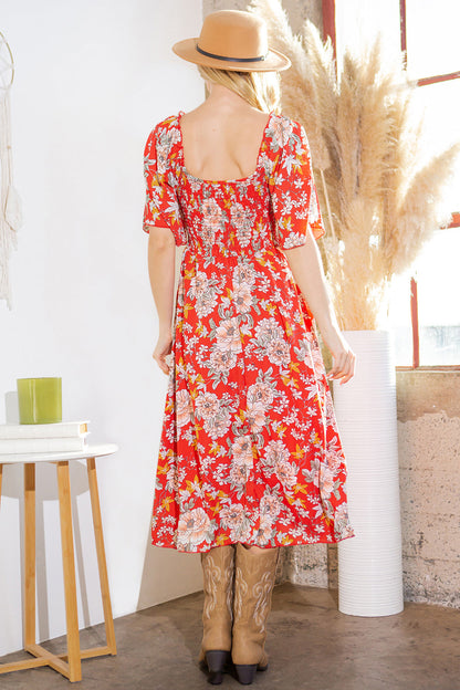 Smocked Dress with Pockets in Red Combo view 7 - Smocked Pocket Dress