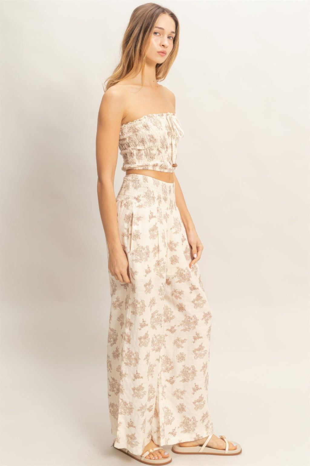 Smocked Tube Top & Wide-leg Pants Set view 14 (top) - smocked tube top dress, smocked tube top pattern, - shop at us.meeeshop