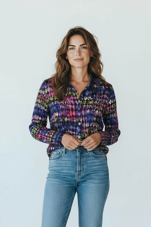 Snoskins Crinkle Buttoned Longsleeve Shirt in Bejeweled view 5 - Crinkle Button Shirt (top)