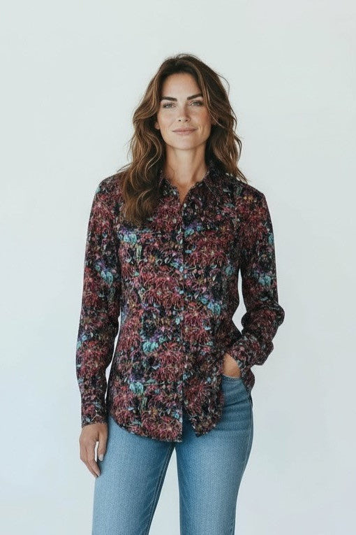 Snoskins Crinkle Buttoned Longsleeve Shirt in Bejeweled view 6 - Crinkle Button Shirt (top)
