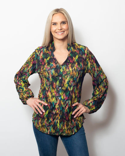 Snoskins Crinkle Sweetheart Button Blouse in Windsong view 3 (top)