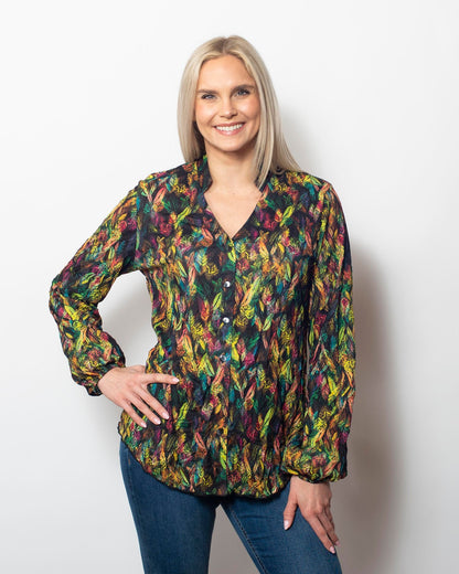 Snoskins Crinkle Sweetheart Button Blouse in Windsong view 4 (top)