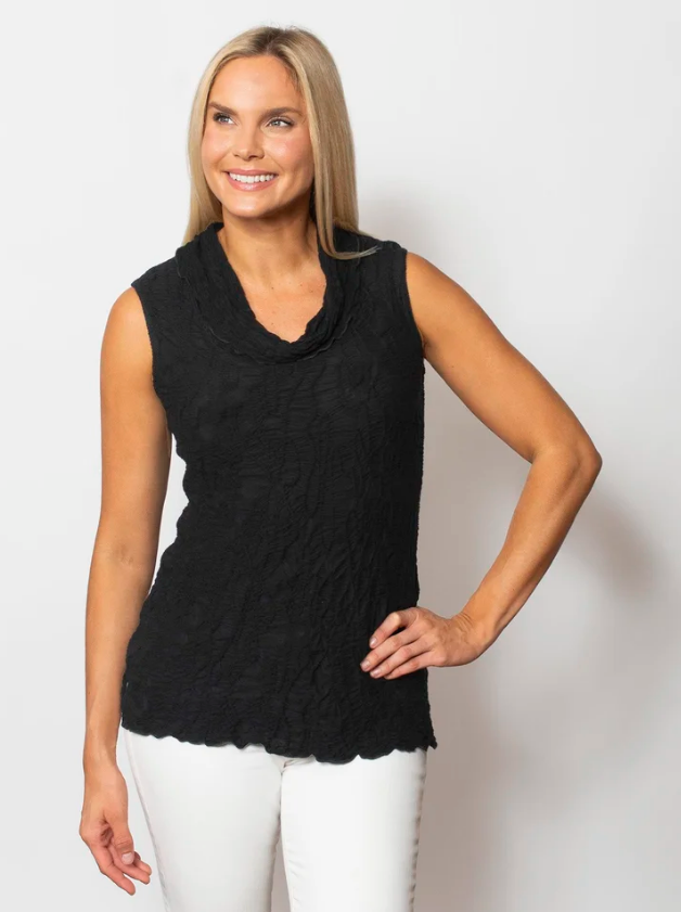 Snoskins Dreamcatcher Sleeveless Cowl Neck Top in Black view 3 - Dreamcatcher Tank Top