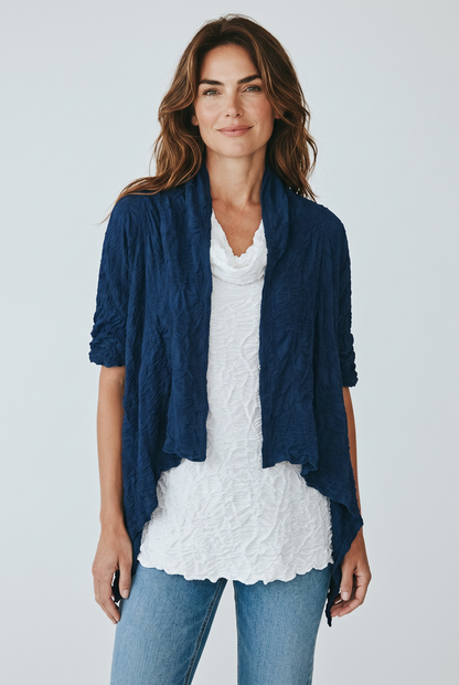 Snoskins Dreamcatcher Waterfall Cardigan Top in Periwinkle - Fall Wardrobe Essential - Dreamcatcher Cardigan Crochet
