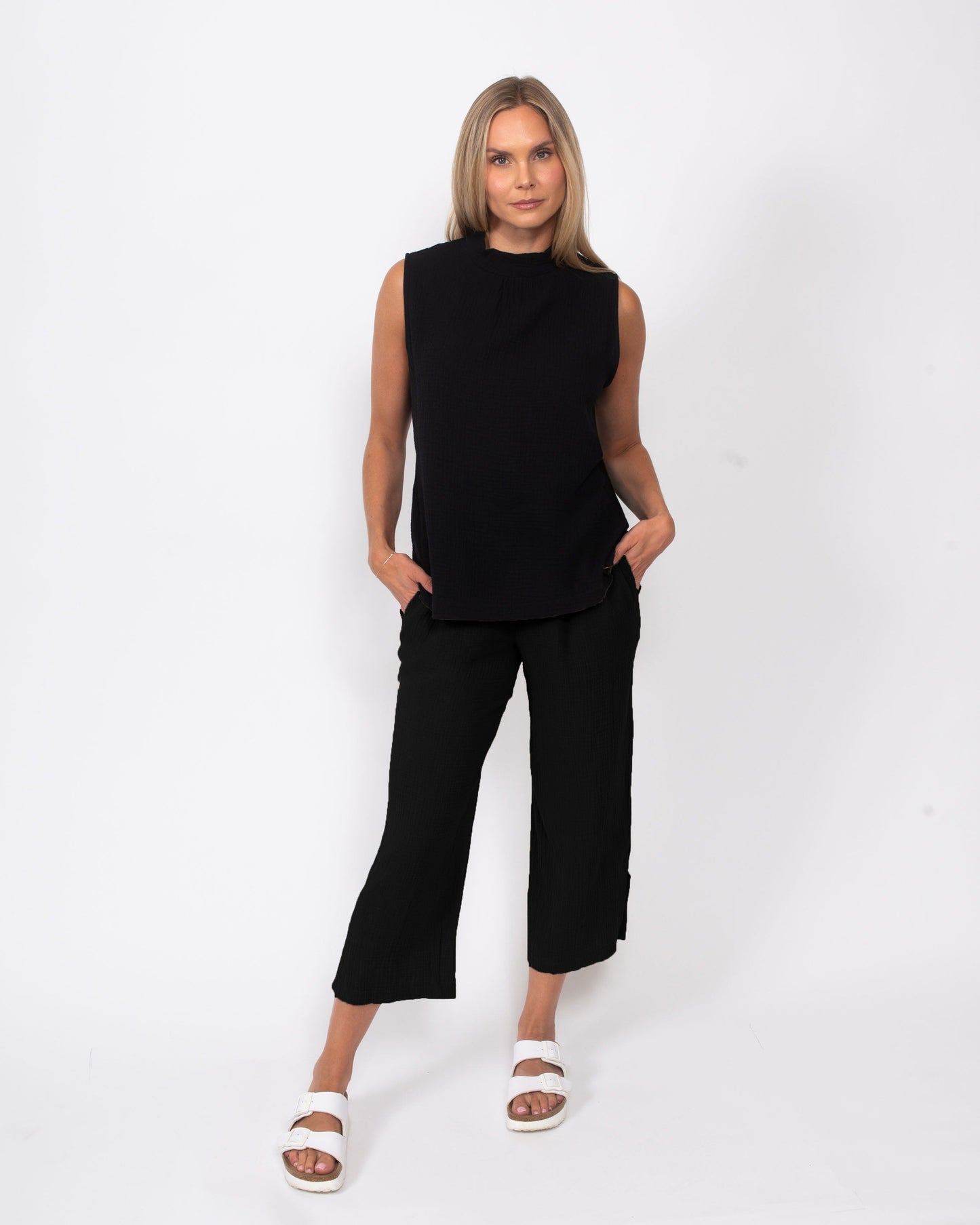 Snoskins Organic Cotton Gauze Cropped Pant in Ecru view 7 - Organic Cotton Pants (bottom)