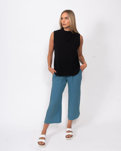 Snoskins Organic Cotton Gauze Cropped Pant in Taupe view 6 - Organic Cotton Pants (bottom)