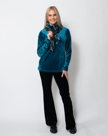 Snoskins Plushtech Velvet Flared Pant in Black view 3 - Plush Velvet Pants (bottom)