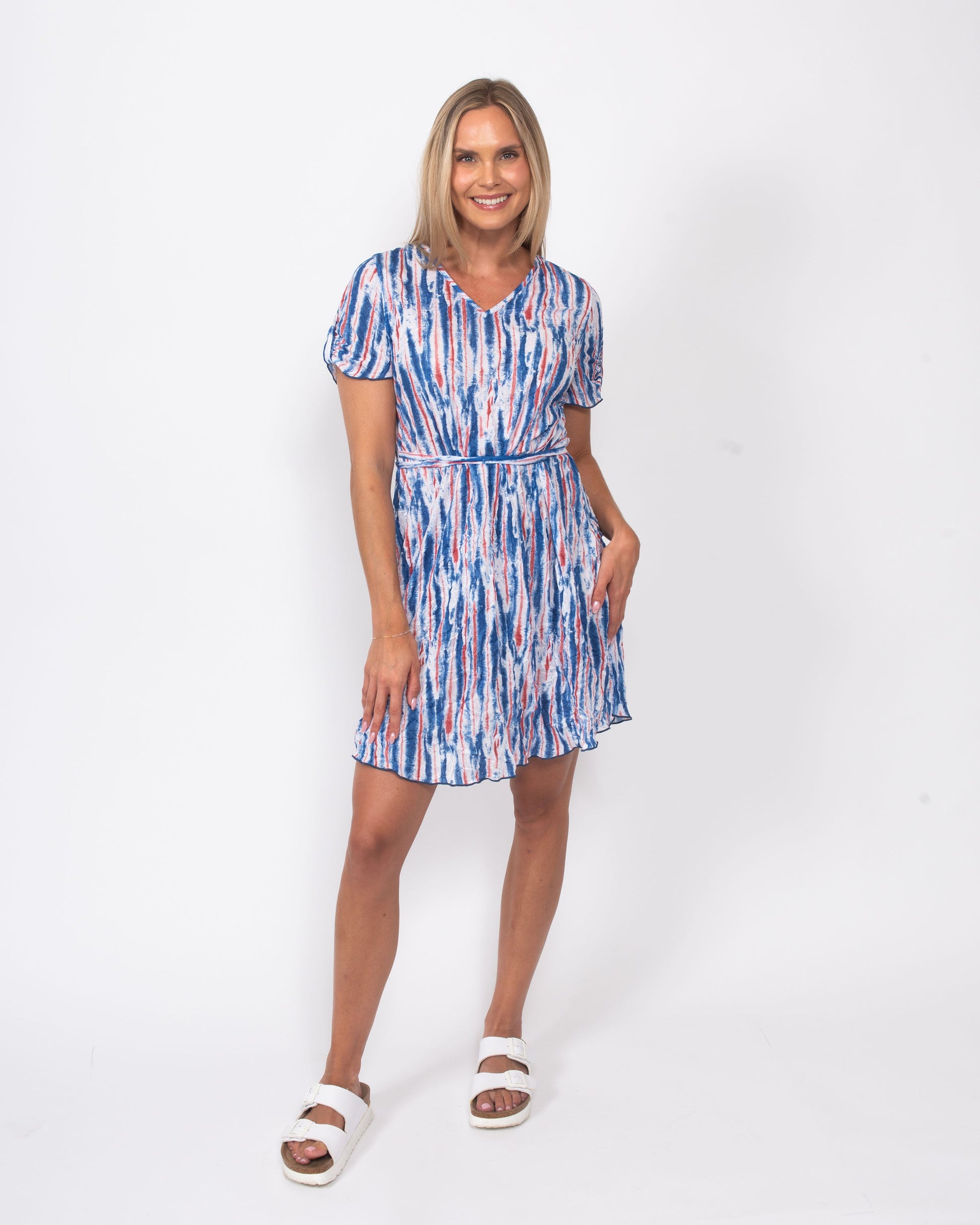 Snoskins Printed Crinkle Tie Waist Dress in Parade - Crinkle Printed Dress Ralph Lauren