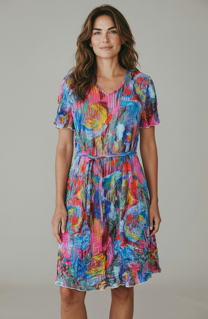 Snoskins Printed Crinkle Tie Waist Dress in Parade view 4 - Crinkle Printed Dress Ralph Lauren