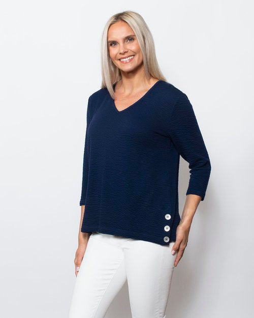Snoskins Seersucker V-neck Blouse in Lavender view 3 - Seersucker Blouses (top)