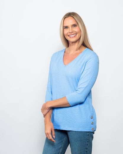 Snoskins Seersucker V-neck Blouse in Lavender view 5 - Seersucker Blouses (top)