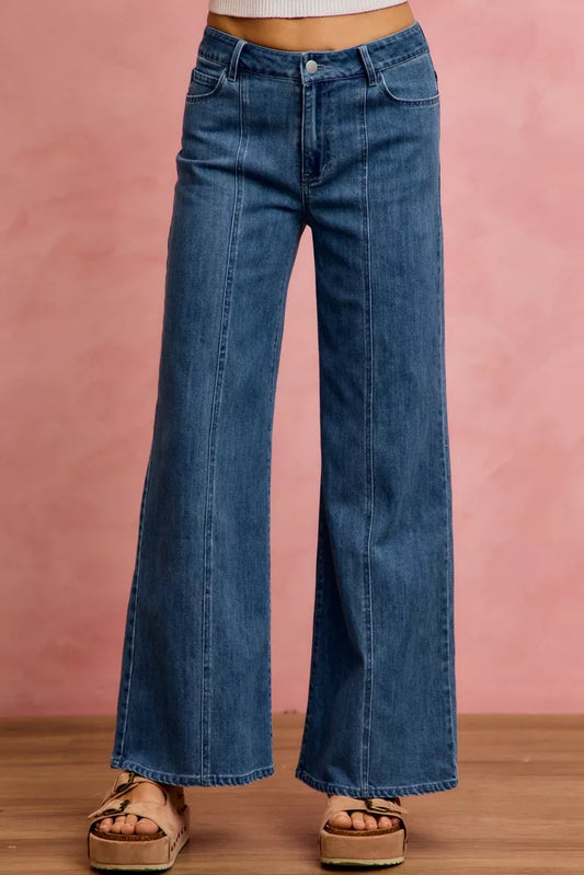 So Me Seam Detail Mid Rise Stretch Denim Jeans in DENIM - Comfort Stretch - Seam Detail Jeans H&M (bottom)