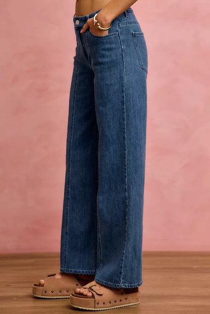 So Me Seam Detail Mid Rise Stretch Denim Jeans in DENIM view 3 - Comfort Stretch - Seam Detail Jeans H&M (bottom)