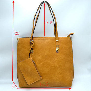 Soft Faux Leather Tote Handbag with Wallet - MeeeShop Women's Fashion