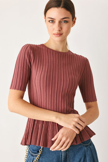 Soft Girl Sweater Knit Top in MARSALA - Fall Wardrobe Essential - Soft Girl Sweater Short Set