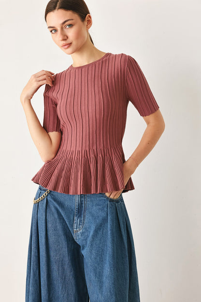 Soft Girl Sweater Knit Top in MARSALA view 5 - Fall Wardrobe Essential - Soft Girl Sweater Short Set