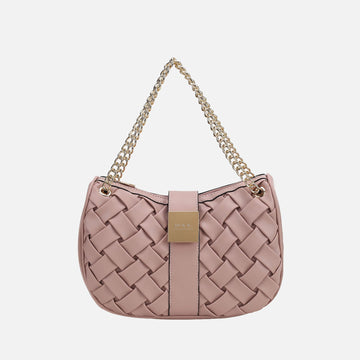 Solari Braided Chain Shoulder Bag in Taupe