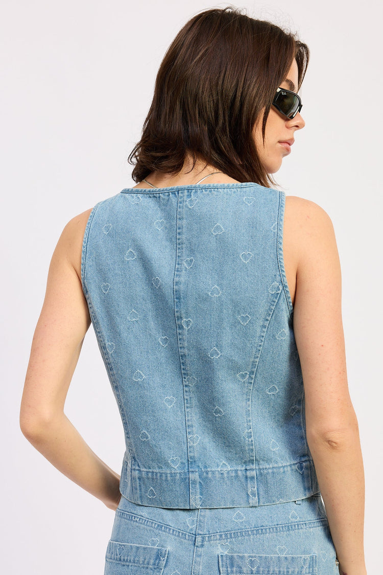 Solene Tie Top Light Blue Denim view 3 (top) - solene top sea, solene top kookai, solene top aje - shop at us.meeeshop