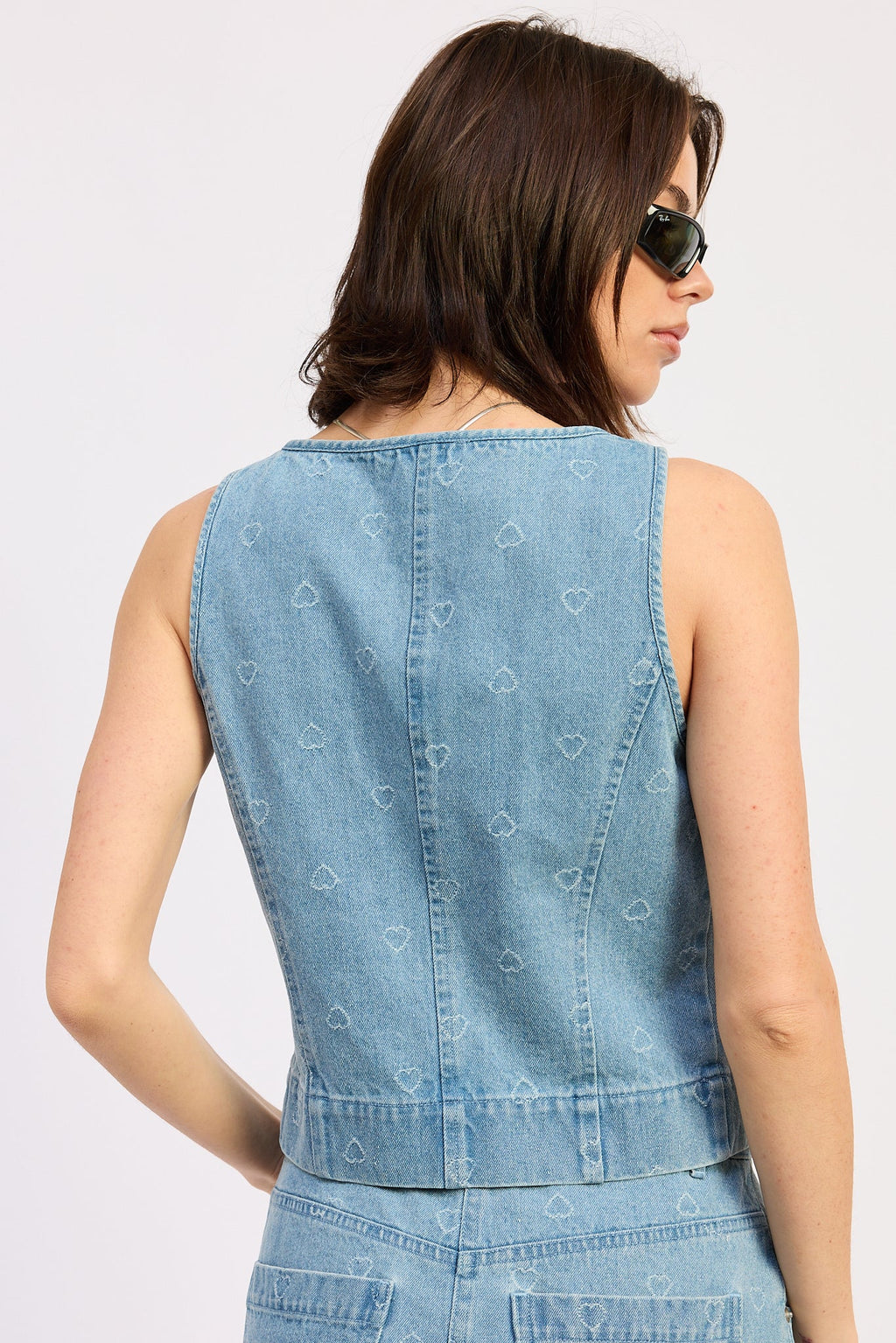 Solene Tie Top Light Blue Denim view 3 (top) - solene top sea, solene top kookai, solene top aje - shop at us.meeeshop