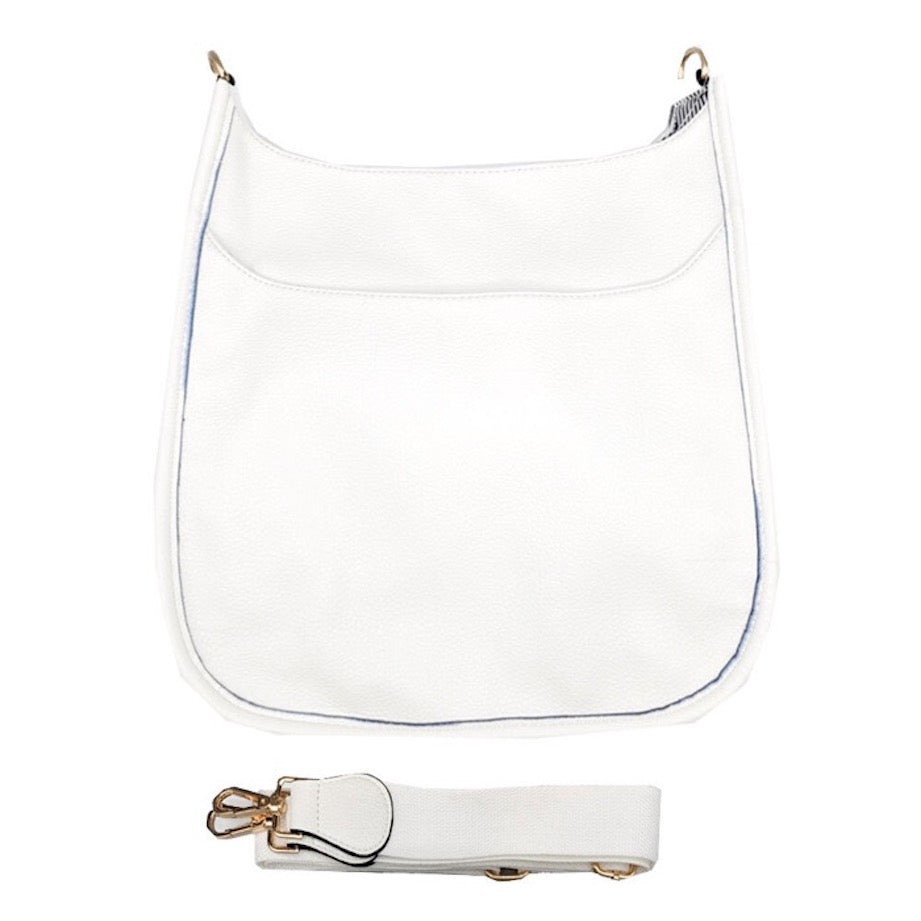 Solid Colored Faux Leather Adjustable Crossbody Tote Handbag - MeeeShop Women's Fashion