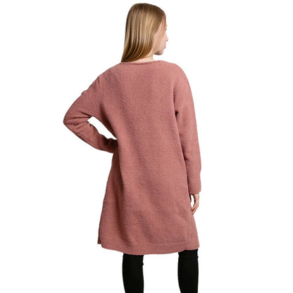 Solid Front Pockets Long Cardigan Top view 7