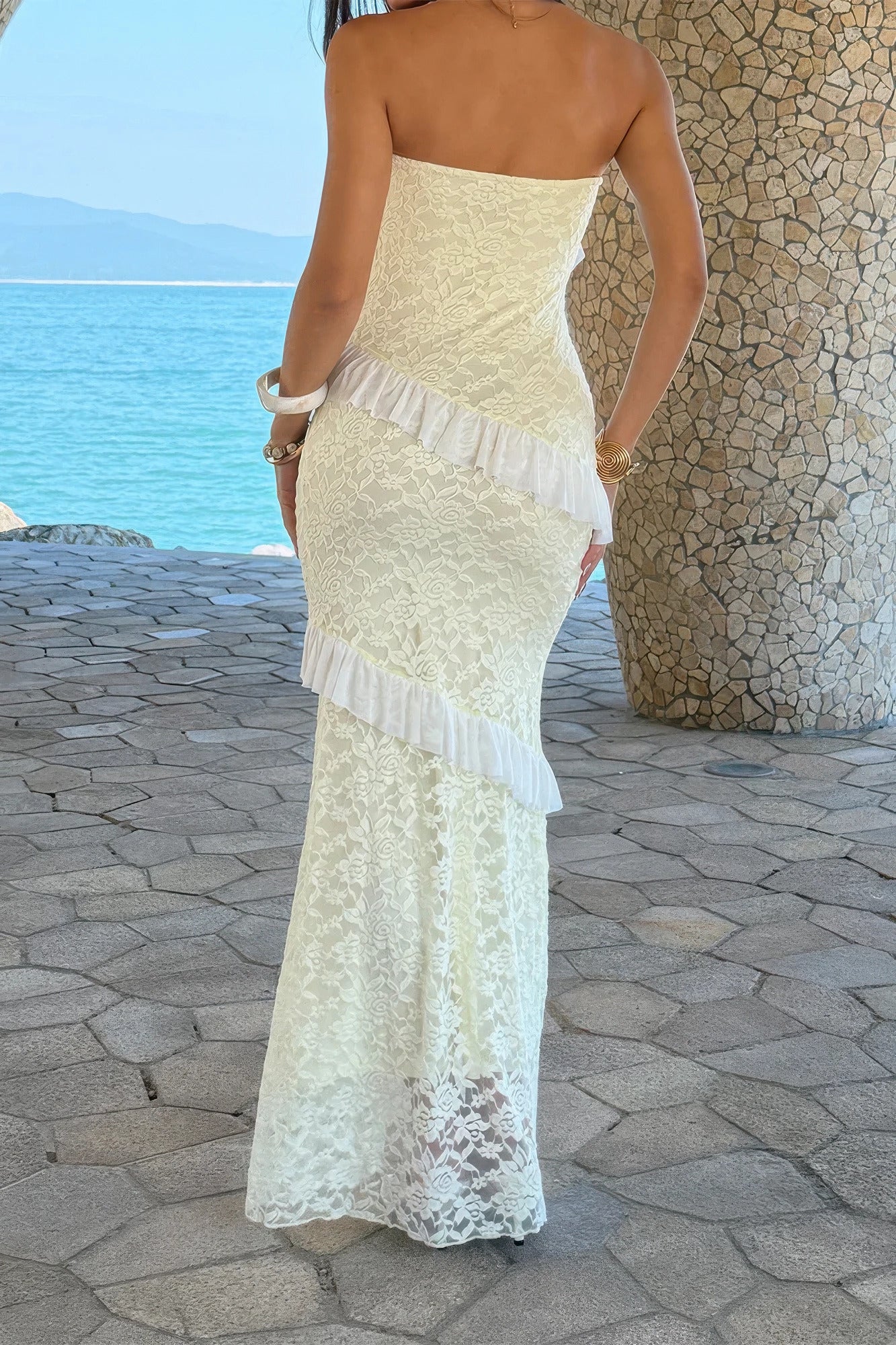 Solid Off Shoulder Bodycon Lace Maxi Dress view 17 - Solid Off Shoulder Dress