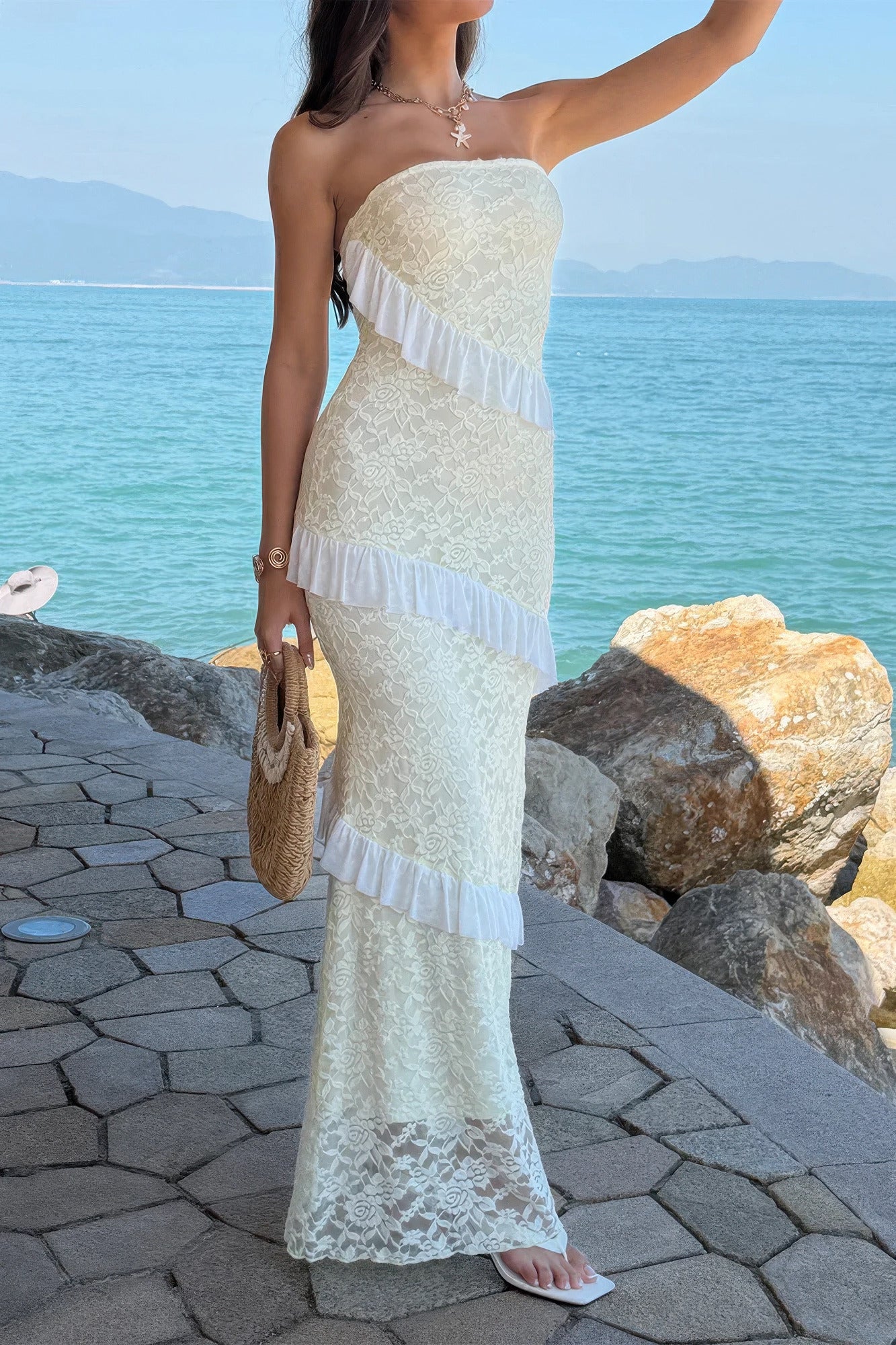Solid Off Shoulder Bodycon Lace Maxi Dress view 19 - Solid Off Shoulder Dress
