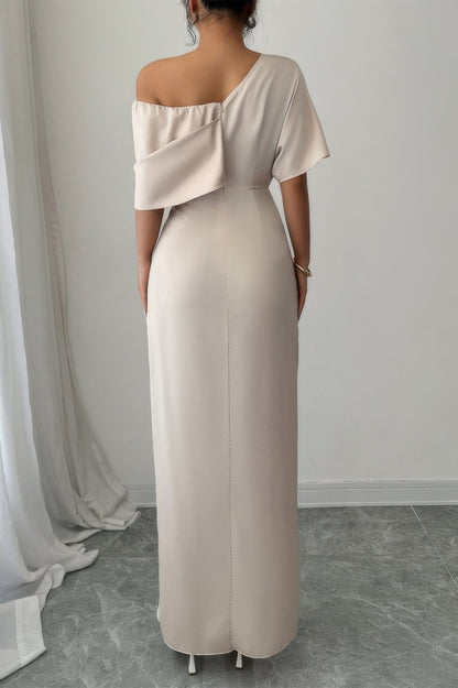 Solid One Shoulder Cross Ruched Dress - MeeeShop Women's Fashion