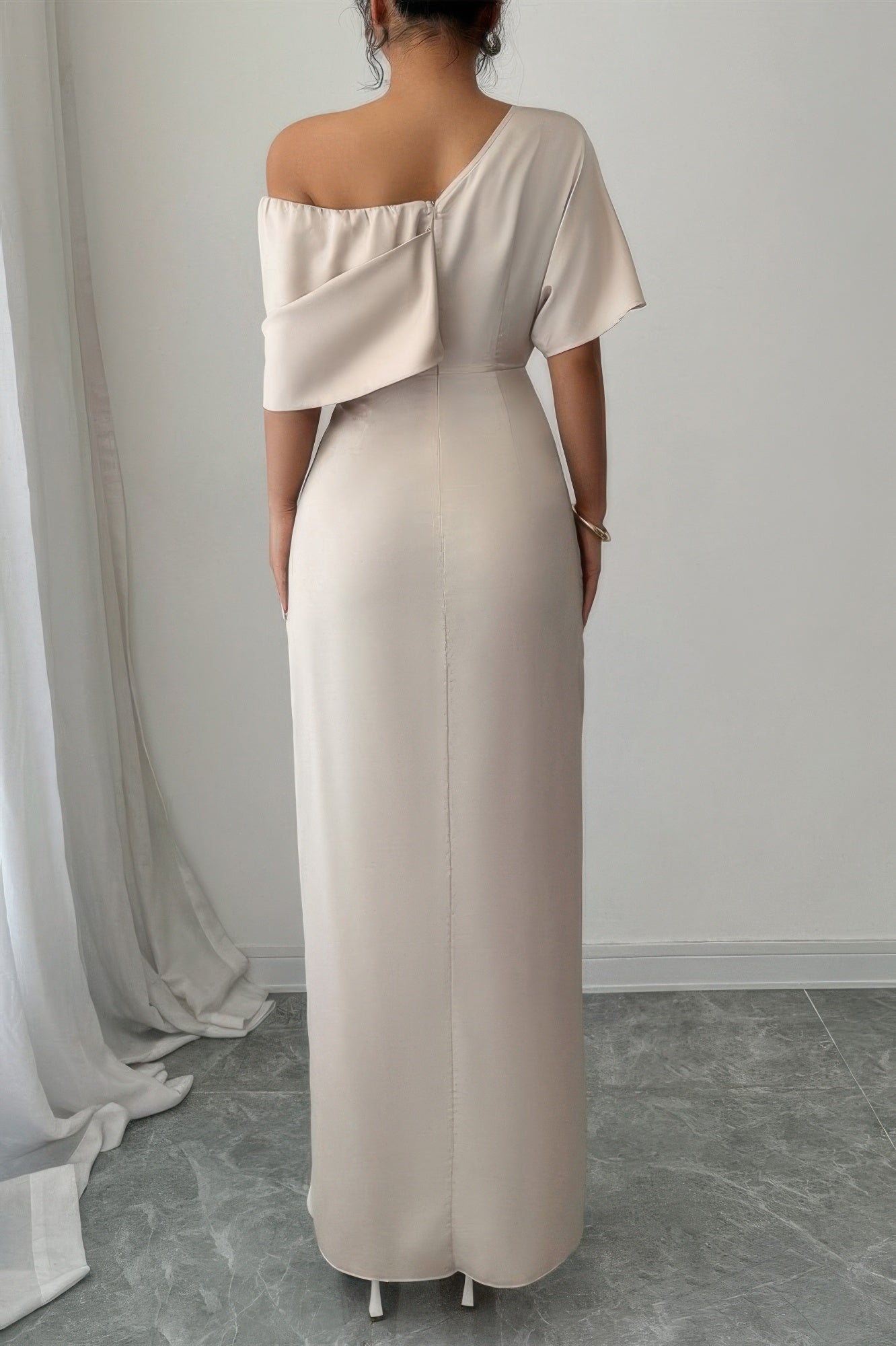 Solid One Shoulder Cross Ruched Dress view 5 - Solid One Piece Dress
