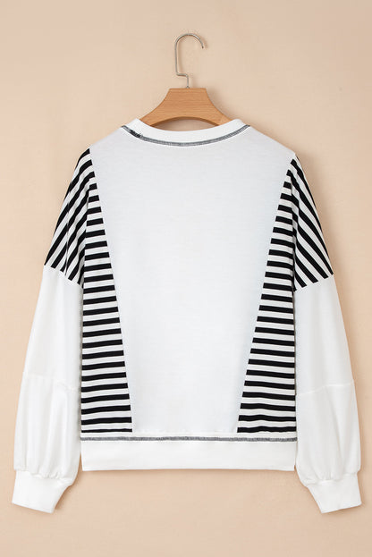 sophie striped colorblock Sophie Striped Colorblock Patchwork Oversized Sweatshirt - Black view 5 (top) - shop at us.meeeshop