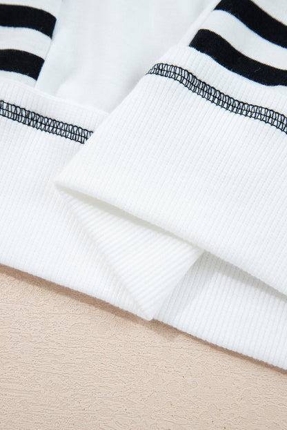 sophie striped colorblock Sophie Striped Colorblock Patchwork Oversized Sweatshirt - Black view 6 (top) - shop at us.meeeshop