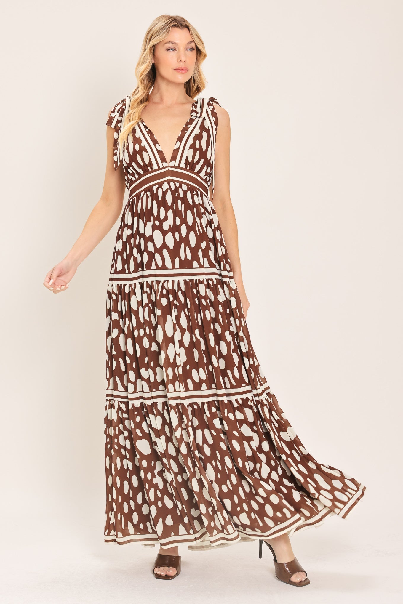Spiced Terrain Woven Maxi Dress in BROWN view 4