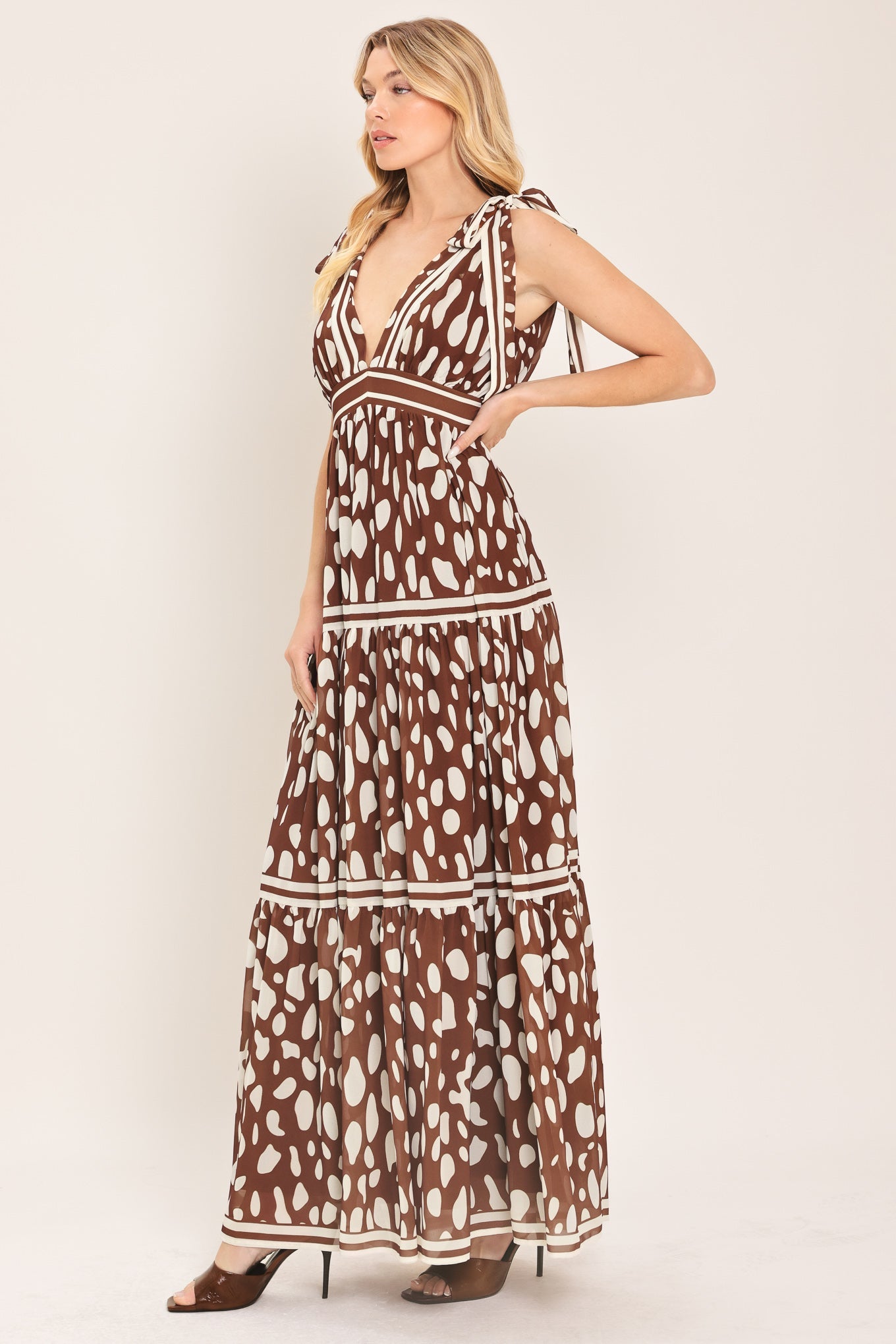 Spiced Terrain Woven Maxi Dress in BROWN view 6