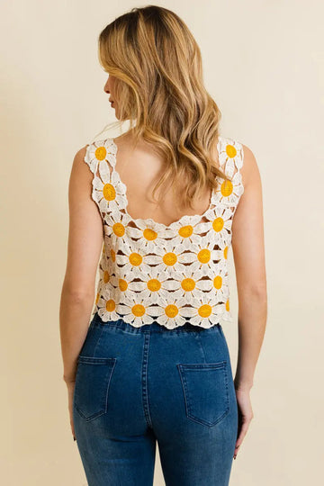 Spring Daisy Crochet Crop Top - MeeeShop Women's Fashion