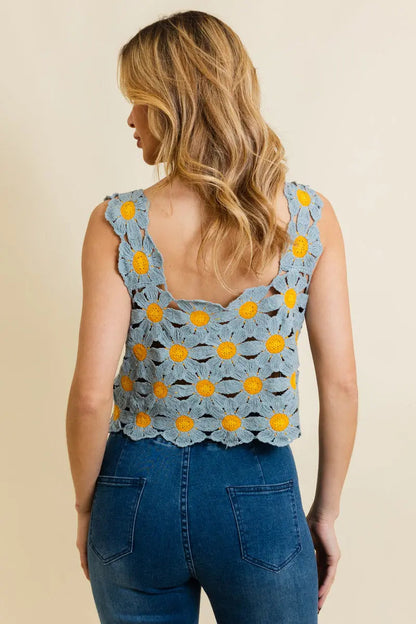 Spring Daisy Crochet Crop Top - MeeeShop Women's Fashion