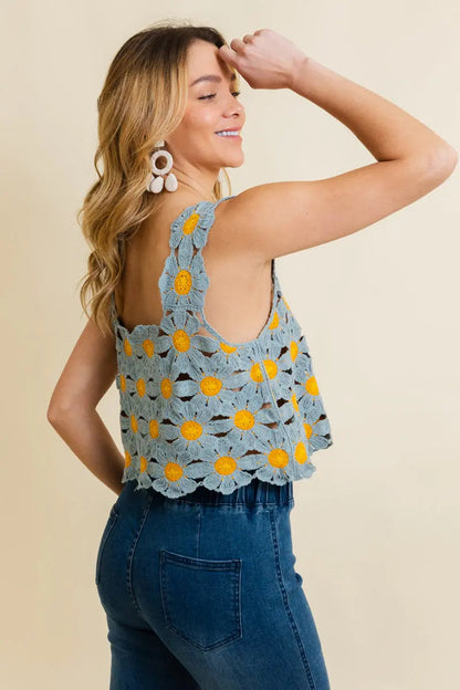 Spring Daisy Crochet Crop Top - MeeeShop Women's Fashion