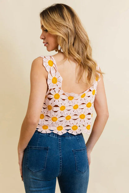 Spring Daisy Crochet Crop Top - MeeeShop Women's Fashion