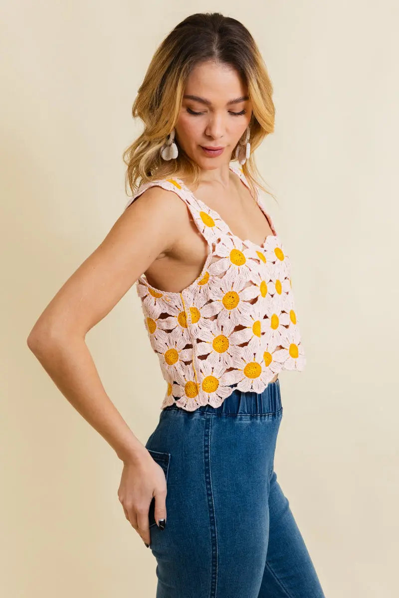 Spring Daisy Crochet Crop Top - MeeeShop Women's Fashion