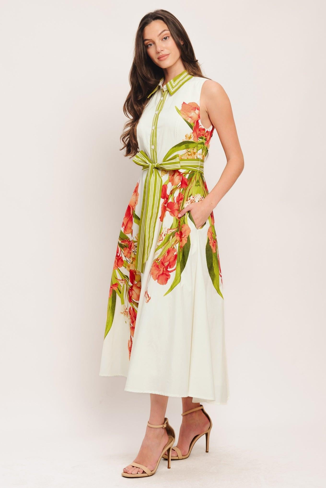 Spring Heirloom Woven Midi Dress in OFF WHITE view 5
