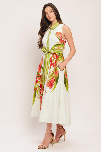 Spring Heirloom Woven Midi Dress in OFF WHITE view 5