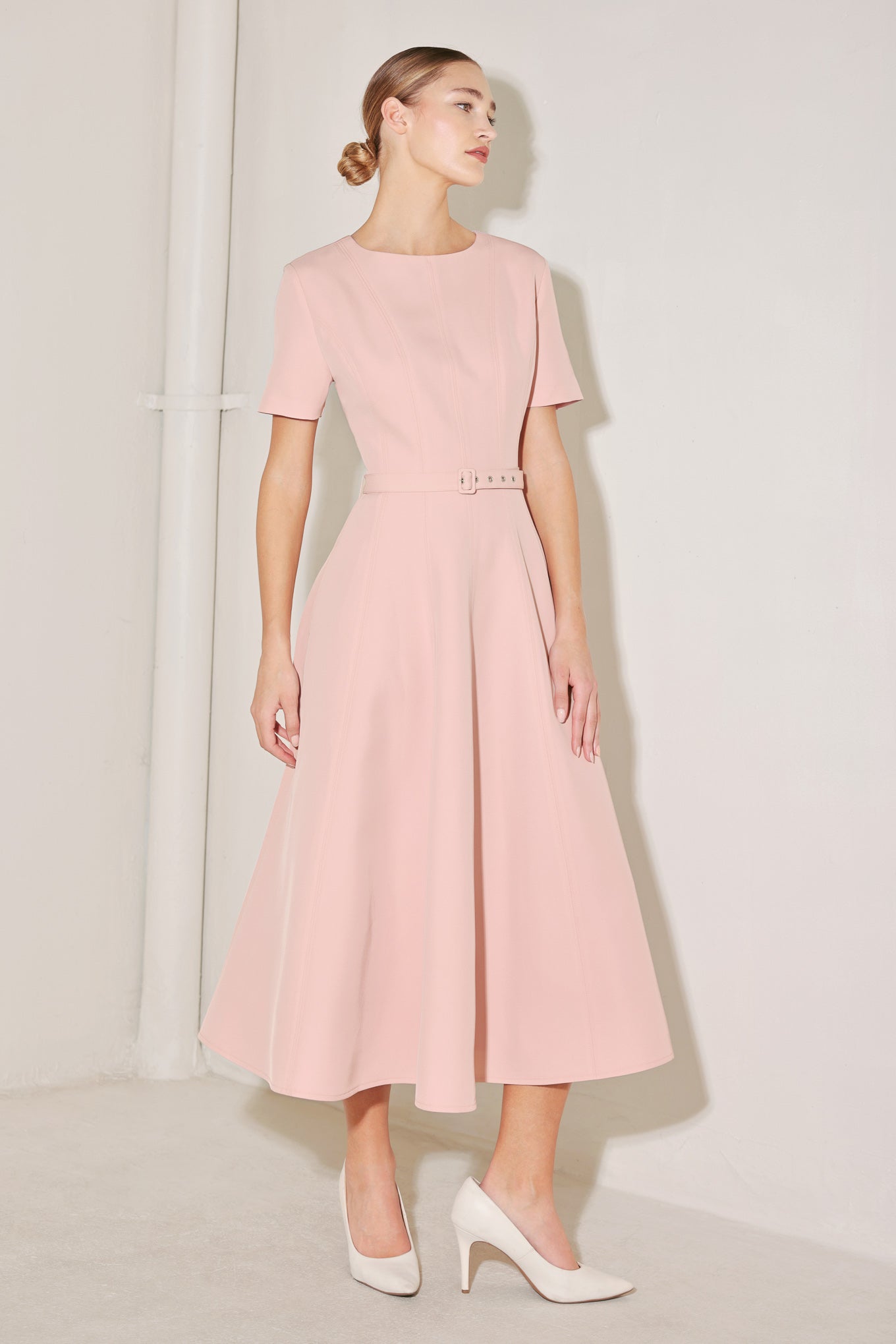 spring icon pink Spring Icon Pink Woven Midi Dress view 3 (dress) - shop at us.meeeshop