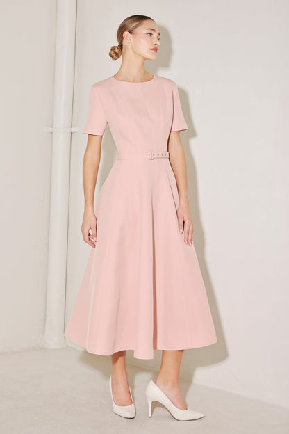 spring icon pink Spring Icon Pink Woven Midi Dress view 3 (dress) - shop at us.meeeshop