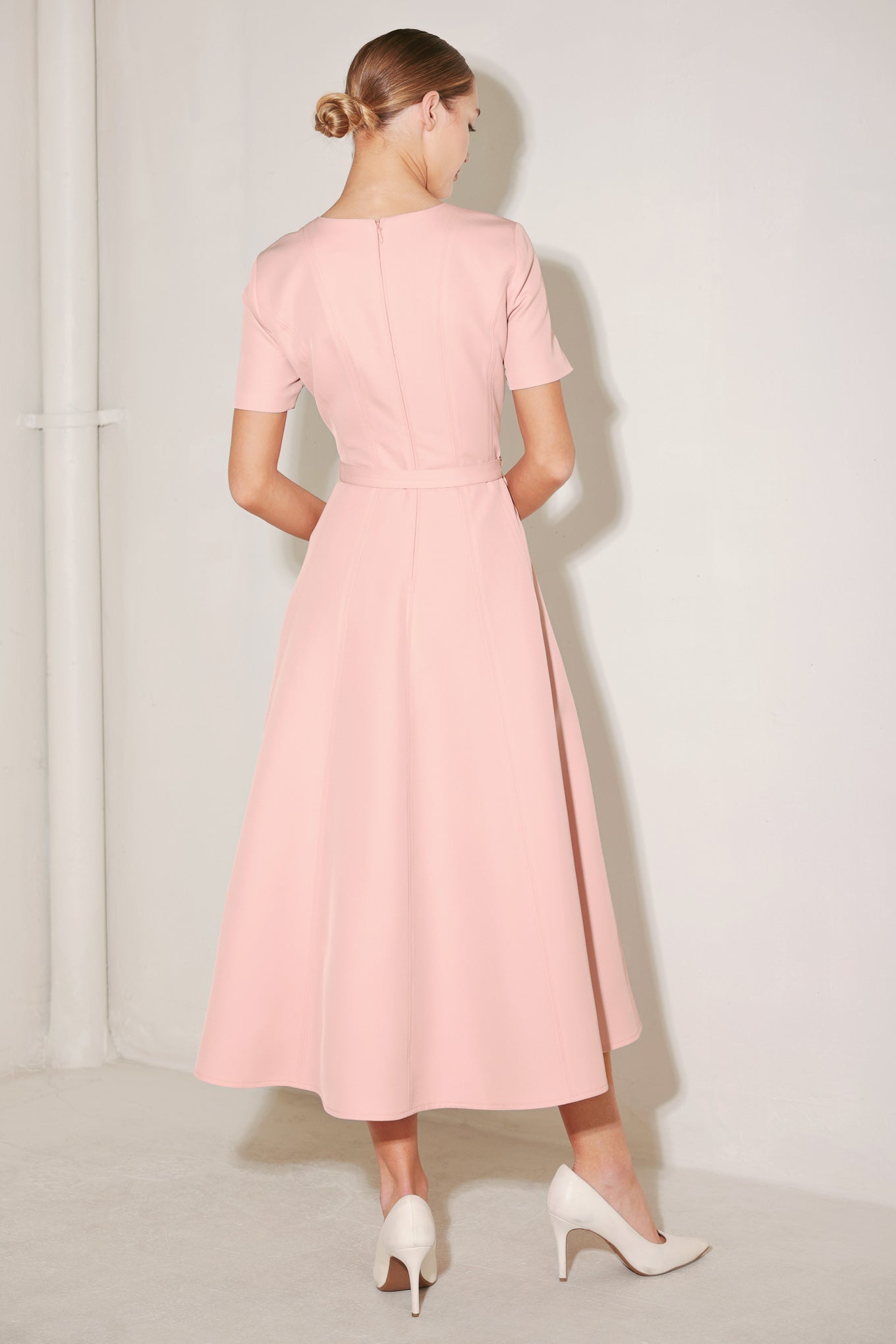 spring icon pink Spring Icon Pink Woven Midi Dress view 4 (dress) - shop at us.meeeshop