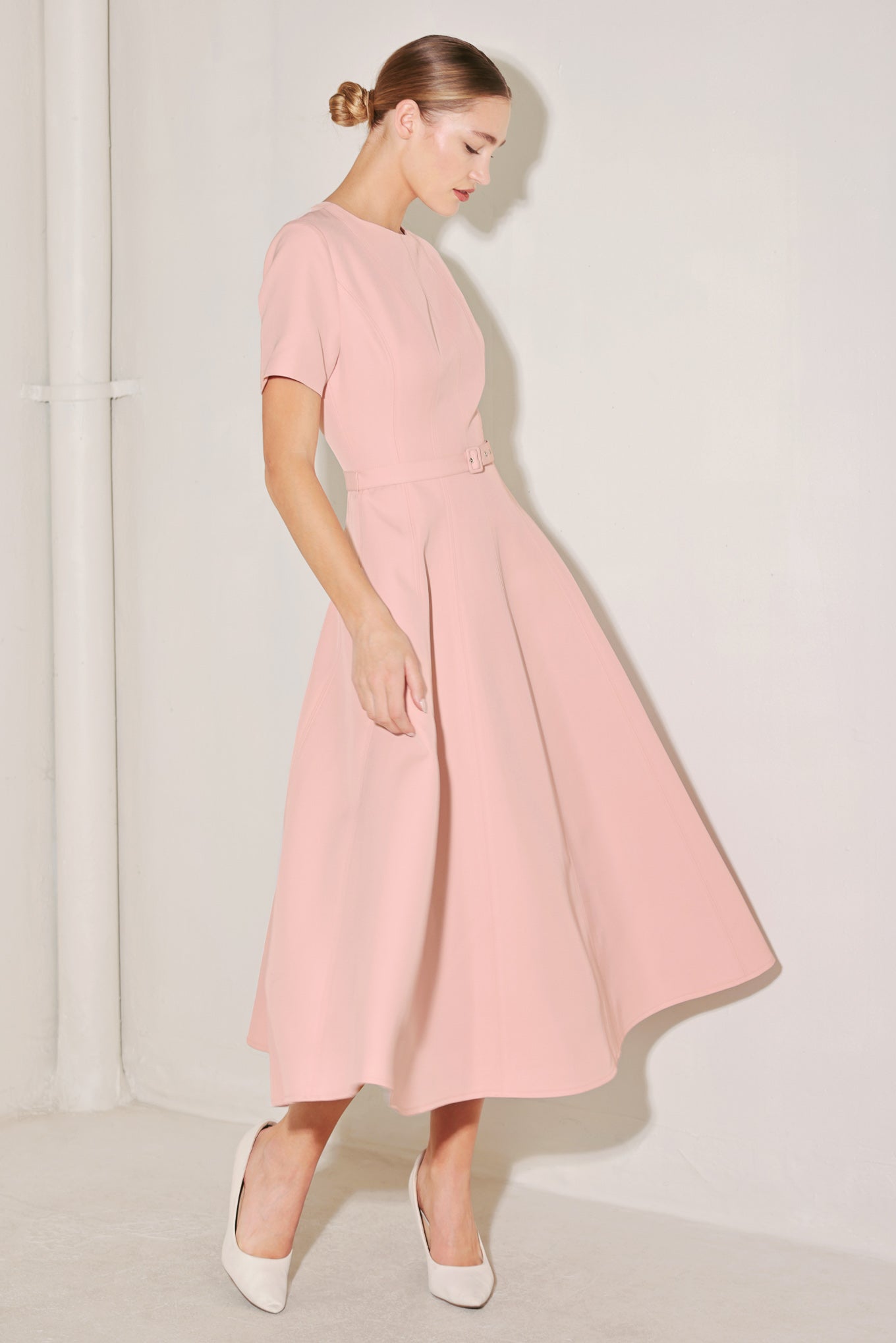 spring icon pink Spring Icon Pink Woven Midi Dress view 5 (dress) - shop at us.meeeshop